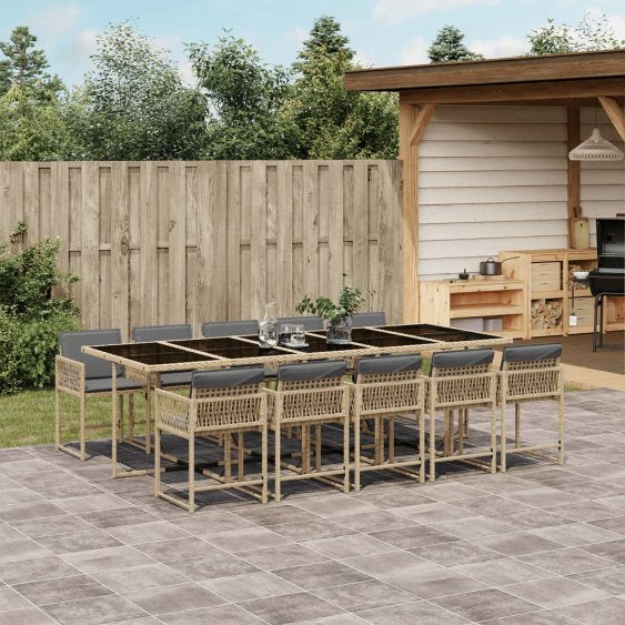 vidaXL 5-tlg. Garten-Essgruppe mit Kissen Schwarz Poly Rattan