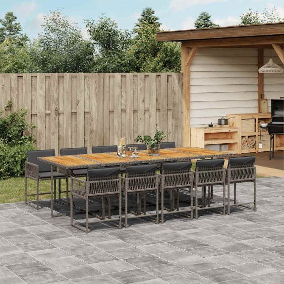 vidaXL 5-tlg. Garten-Essgruppe mit Kissen Schwarz Poly Rattan