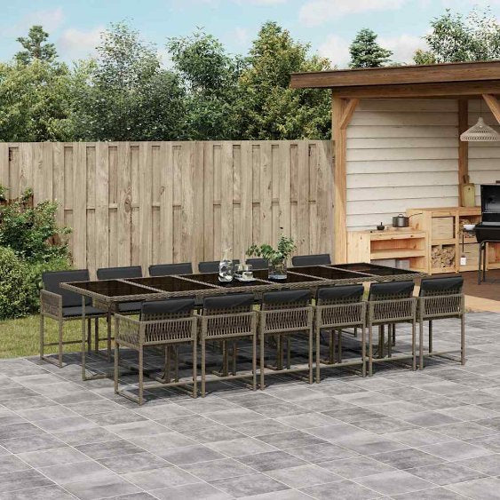 vidaXL 5-tlg. Garten-Essgruppe mit Kissen Schwarz Poly Rattan