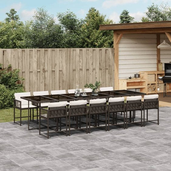 vidaXL 5-tlg. Garten-Essgruppe mit Kissen Schwarz Poly Rattan