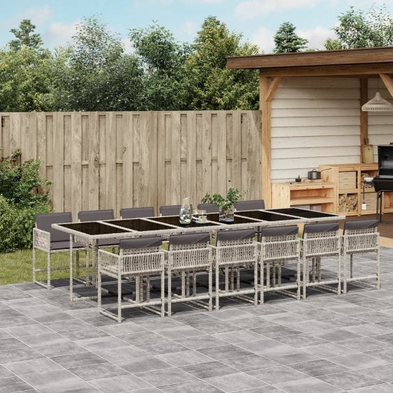 vidaXL 5-tlg. Garten-Essgruppe mit Kissen Schwarz Poly Rattan