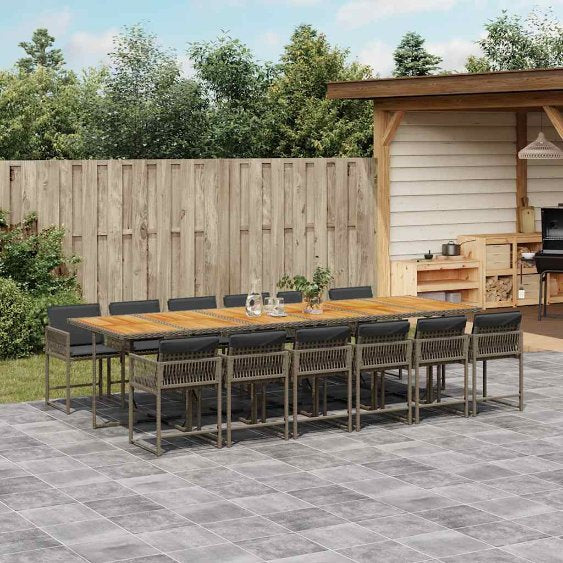 vidaXL 5-tlg. Garten-Essgruppe mit Kissen Schwarz Poly Rattan