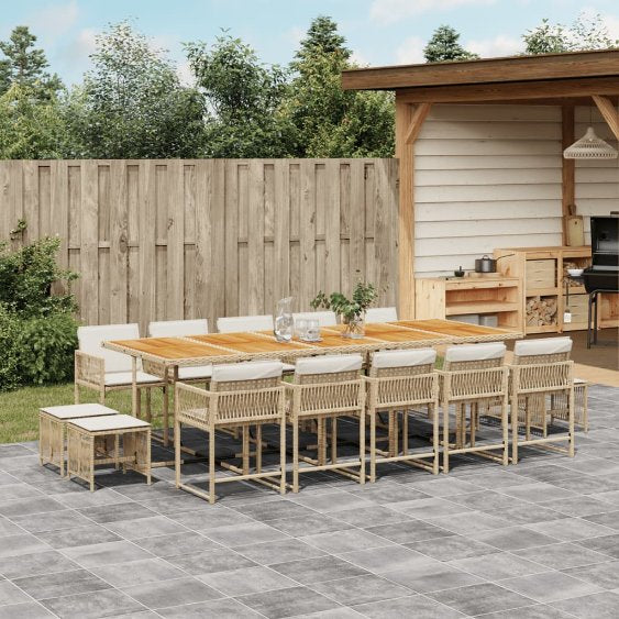 vidaXL 9-tlg. Garten-Essgruppe mit Kissen Schwarz Poly Rattan