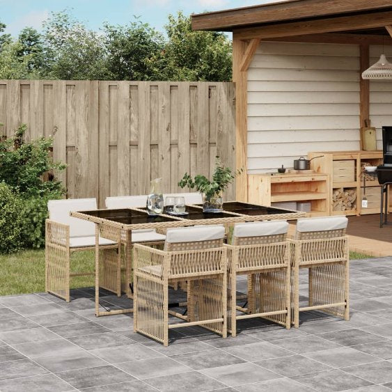 vidaXL 5-tlg. Garten-Essgruppe mit Kissen Schwarz Poly Rattan