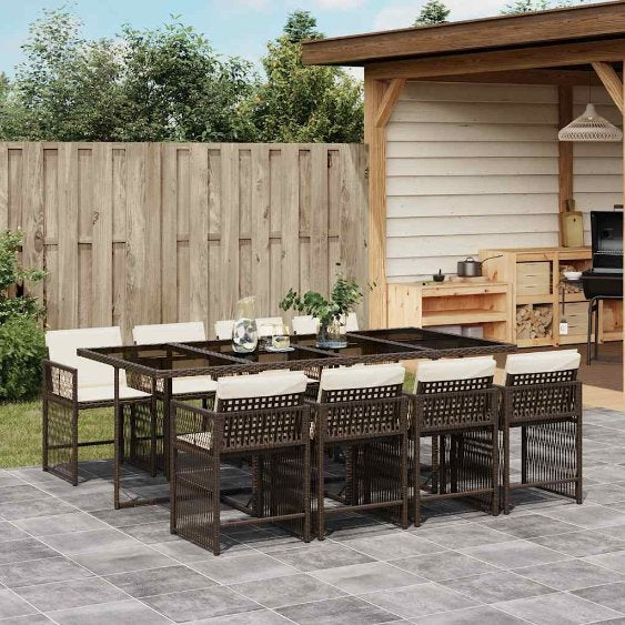 vidaXL 5-tlg. Garten-Essgruppe mit Kissen Schwarz Poly Rattan
