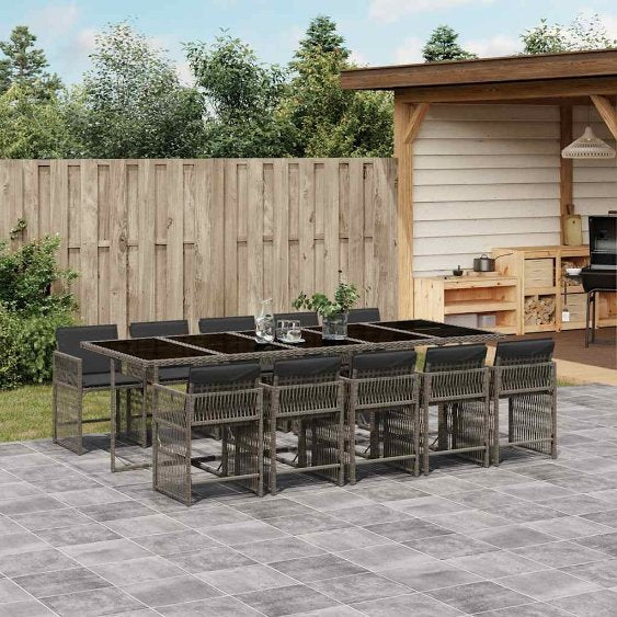 vidaXL 5-tlg. Garten-Essgruppe mit Kissen Schwarz Poly Rattan