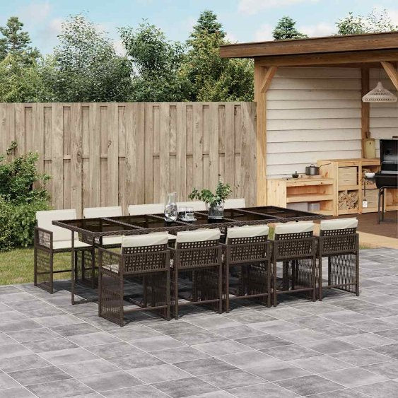 vidaXL 5-tlg. Garten-Essgruppe mit Kissen Schwarz Poly Rattan