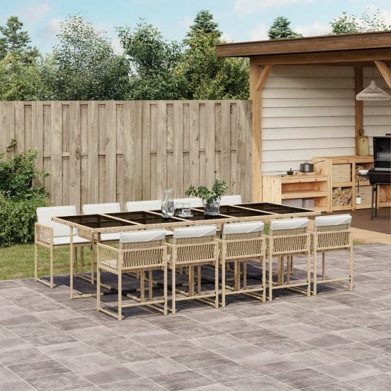 vidaXL 5-tlg. Garten-Essgruppe mit Kissen Schwarz Poly Rattan