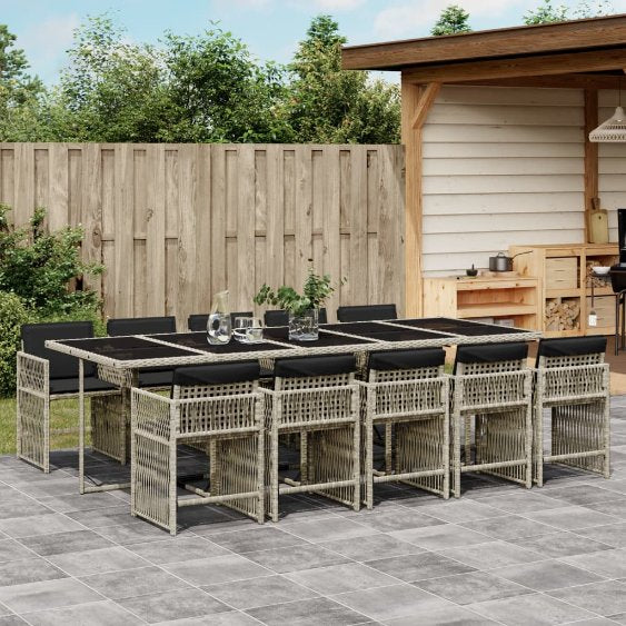 vidaXL 5-tlg. Garten-Essgruppe mit Kissen Schwarz Poly Rattan