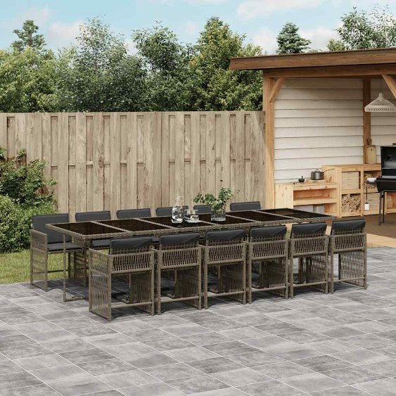 vidaXL 5-tlg. Garten-Essgruppe mit Kissen Schwarz Poly Rattan
