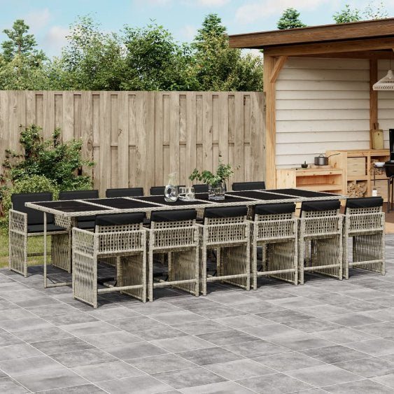 vidaXL 5-tlg. Garten-Essgruppe mit Kissen Schwarz Poly Rattan