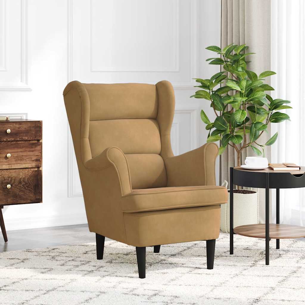 vidaXL Ohrensessel mit Hocker Blau Samt