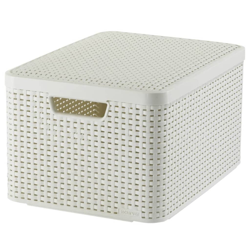 Storage box with lid Style L 30L cream white