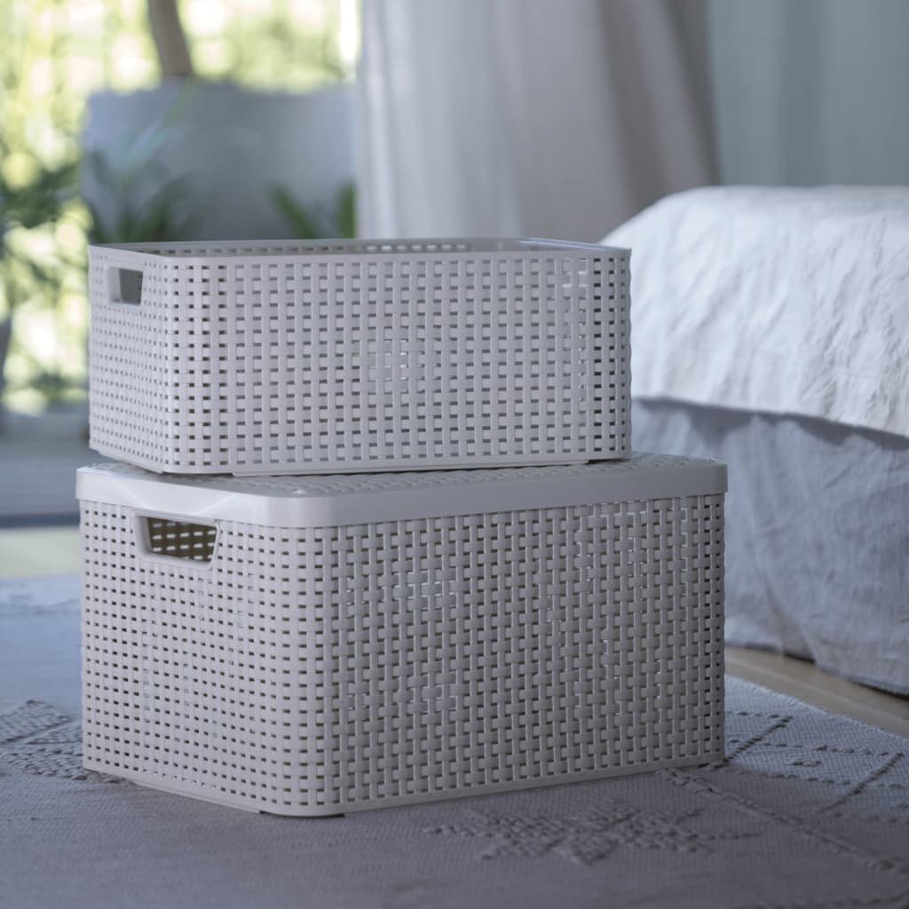 Storage box with lid Style L 30L cream white