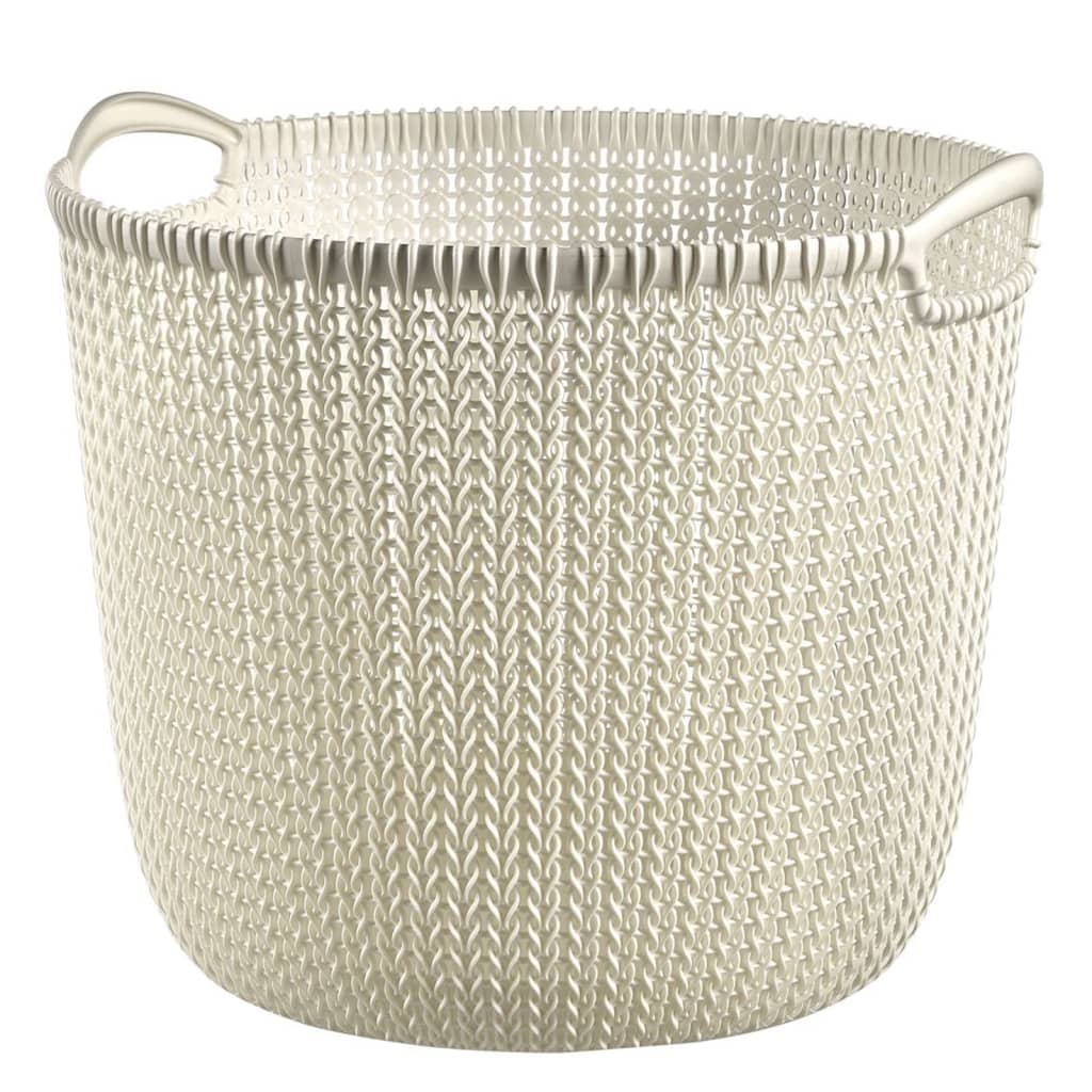 Laundry Basket Knit Round L 30L Cream White