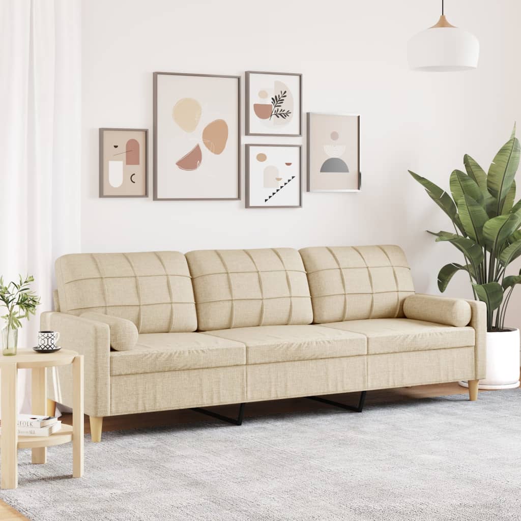 vidaXL 2-Sitzer-Sofa mit Zierkissen Hellgrau 120 cm Stoff