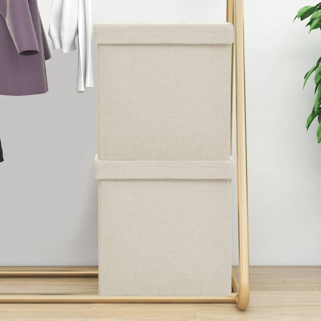 vidaXL Hocker mit Stauraum 2 Stk. Dunkelgrau Leinenoptik