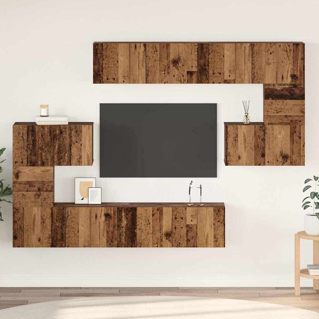 vidaXL 8-tlg. TV-Schrank-Set Weiß Holzwerkstoff