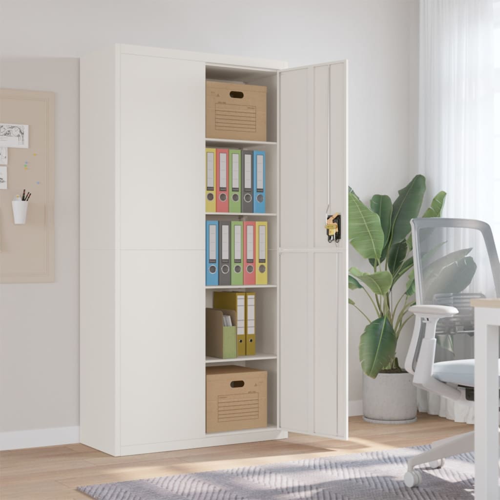 vidaXL Aktenschrank mit 2 Türen Grau 90 cm Stahl