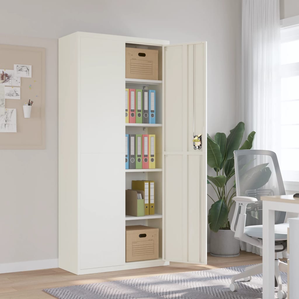 vidaXL Aktenschrank mit 2 Türen Grau 90 cm Stahl