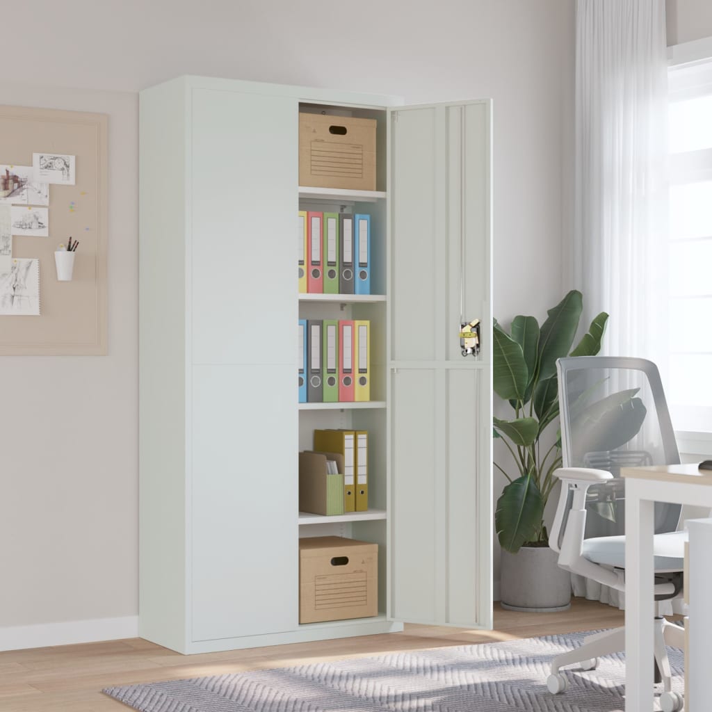 vidaXL Aktenschrank mit 2 Türen Grau 90 cm Stahl