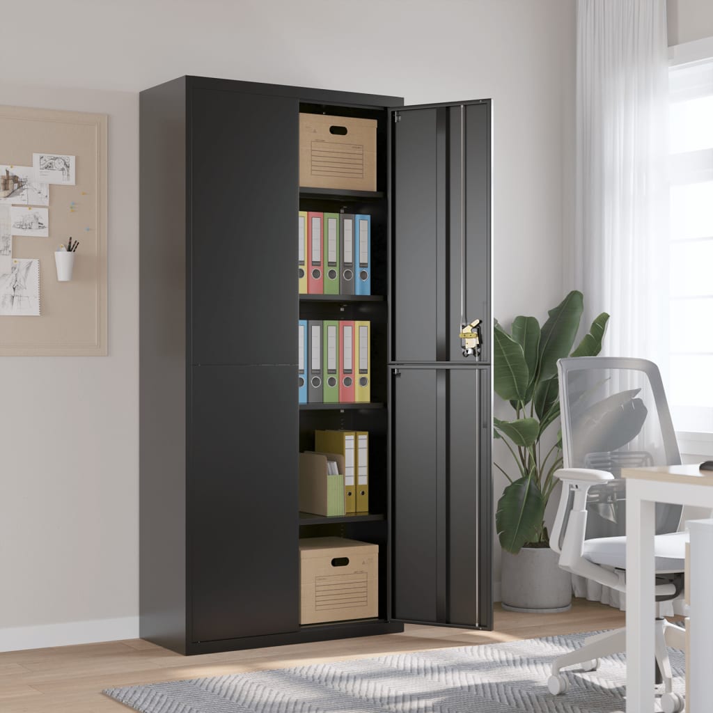 vidaXL Aktenschrank mit 2 Türen Grau 90 cm Stahl