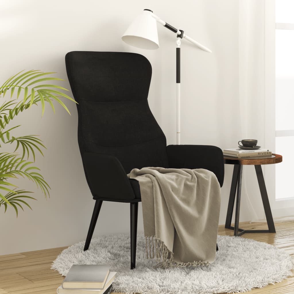 vidaXL Relaxsessel mit Hocker Schwarz Stoff