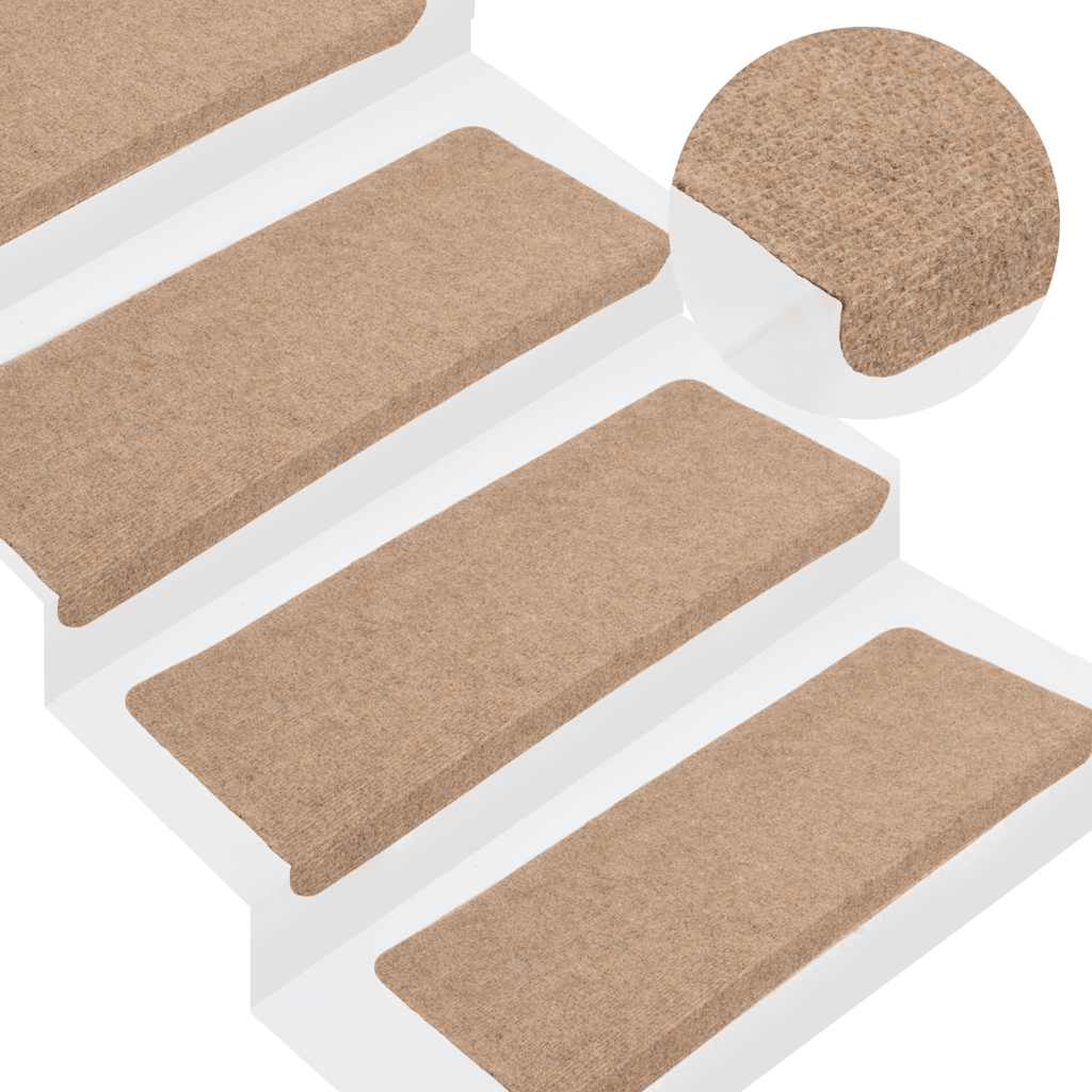 vidaXL Stufenmatten Selbstklebend 15 Stk. 56x17x3 cm Beige