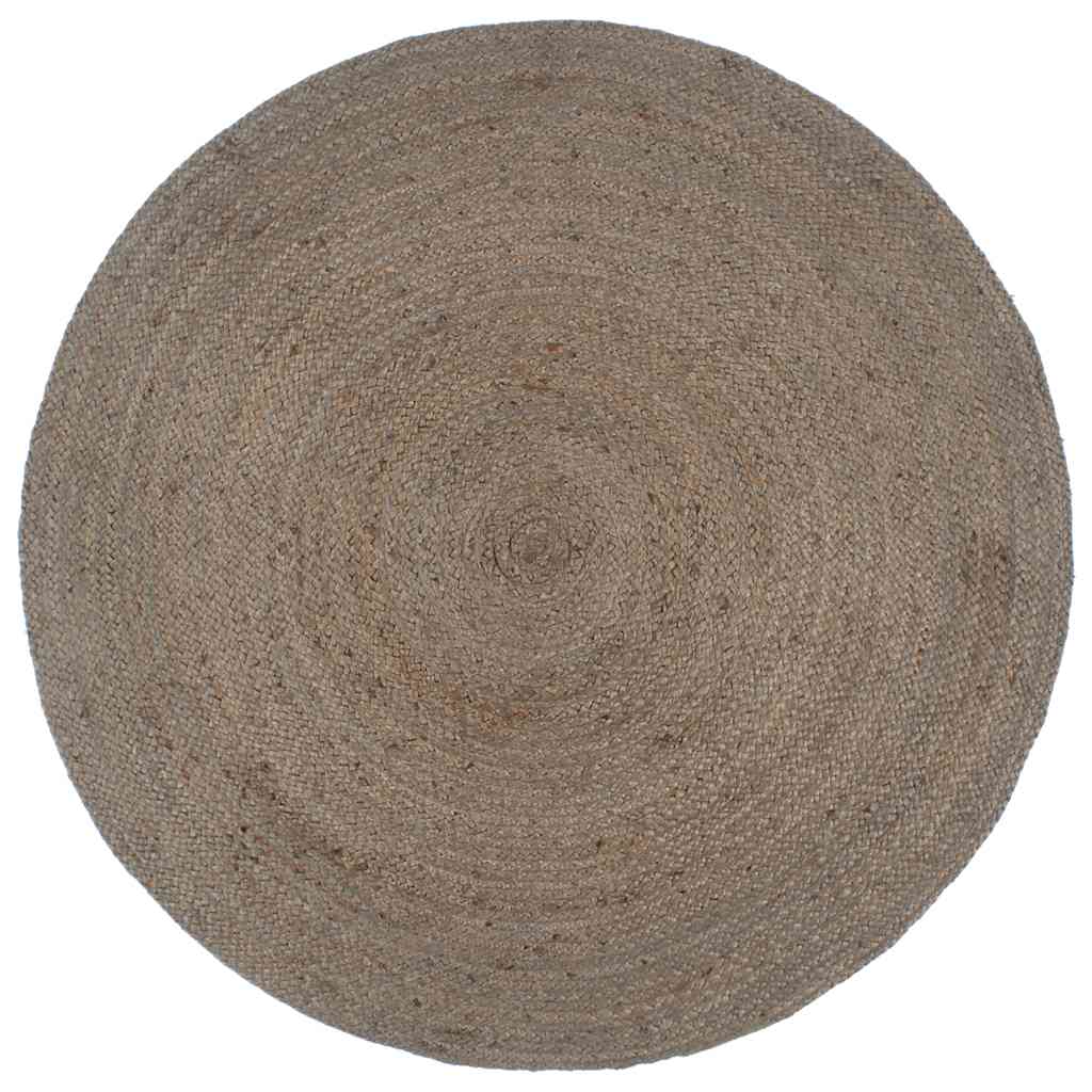 vidaXL Teppich Handgefertigt Jute Rund 90 cm Grau