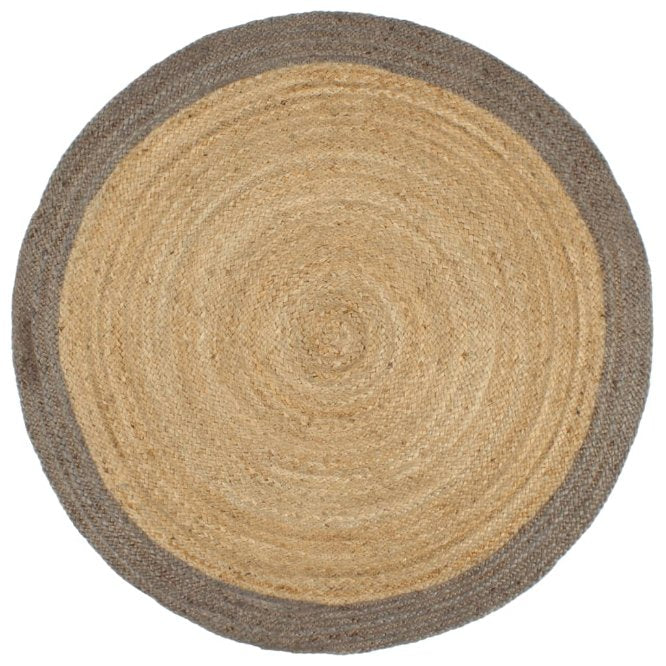 vidaXL Teppich Handgefertigt Jute mit Grauem Rand 90 cm