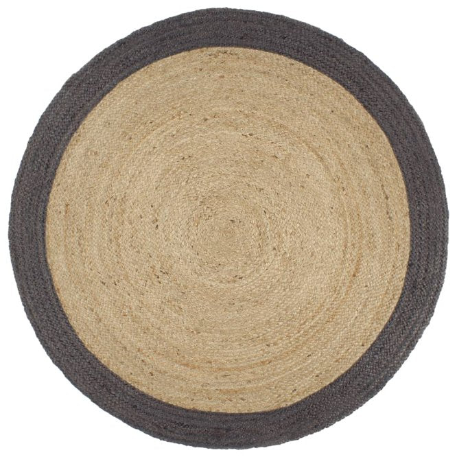 vidaXL Teppich Handgefertigt Jute mit Grauem Rand 90 cm