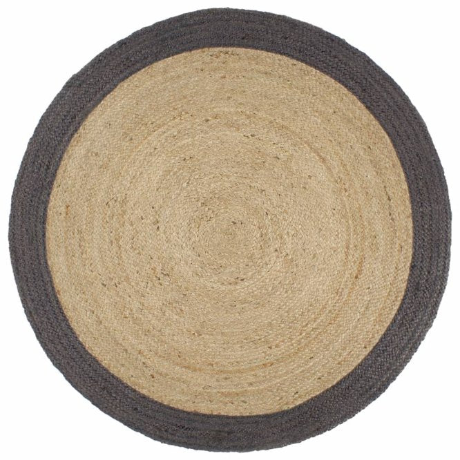 vidaXL Teppich Handgefertigt Jute mit Grauem Rand 90 cm