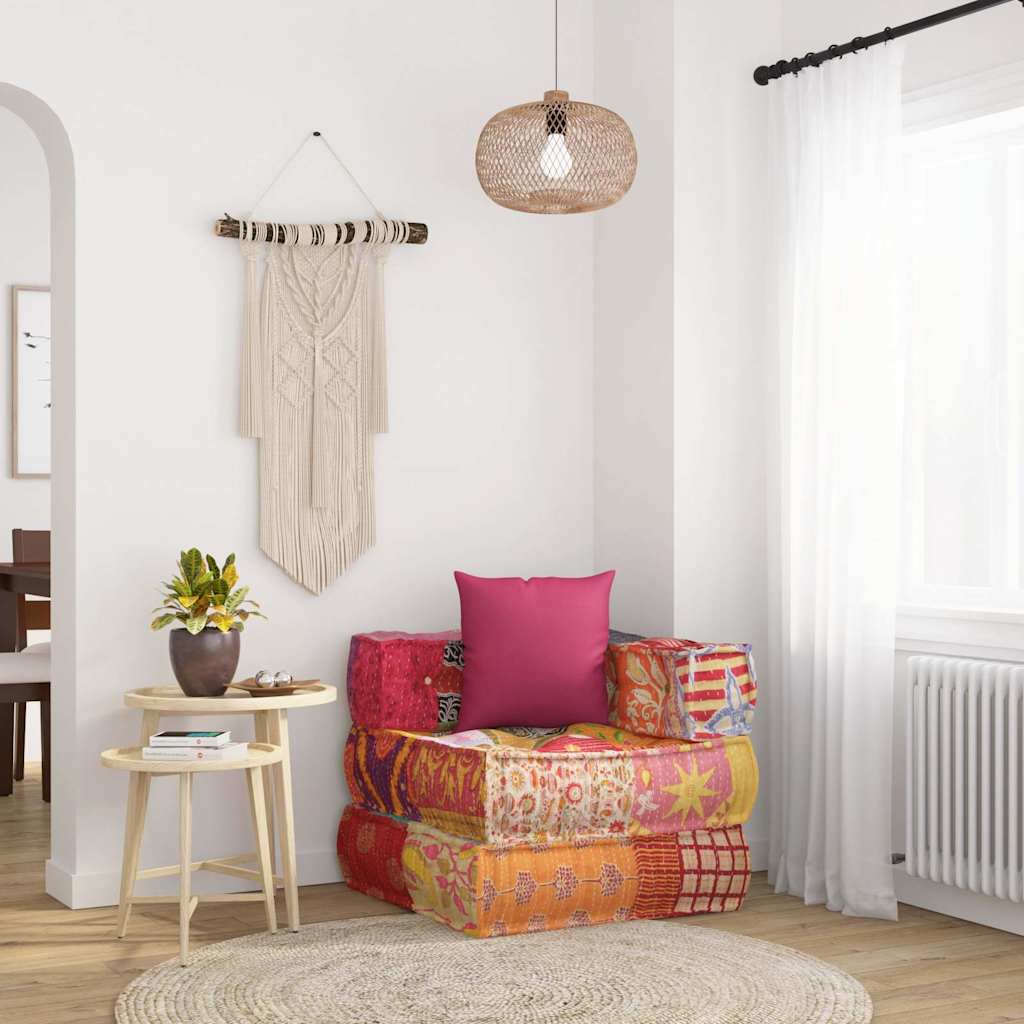 vidaXL 2-Sitzer Modularer Pouf Patchwork Stoff