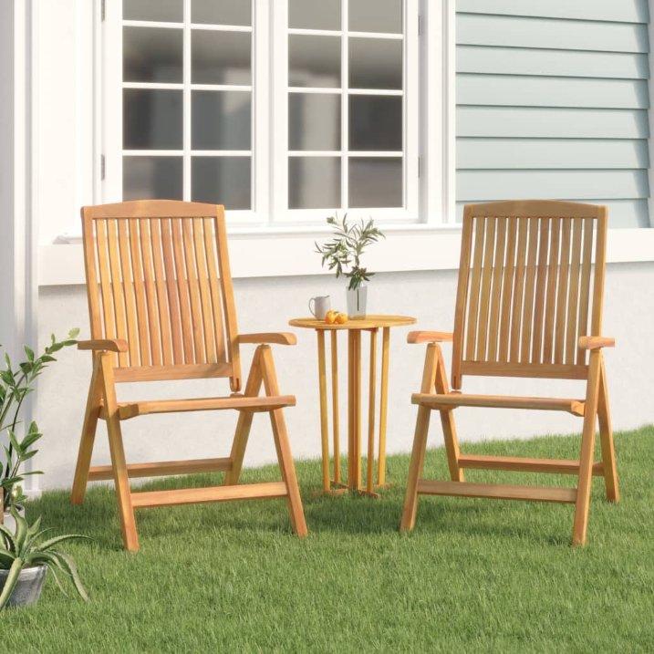vidaXL Gartenstühle 4 Stk. Verstellbar Massivholz Teak