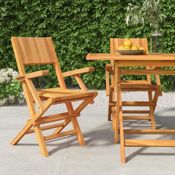 vidaXL Gartenstühle 4 Stk. Klappbar 47x61x90 cm Massivholz Teak