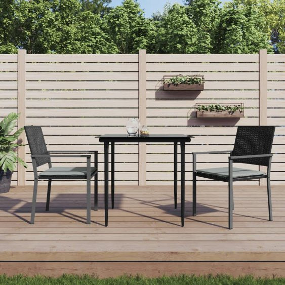 vidaXL Gartenstühle mit Kissen 4 Stk. Schwarz 54x62,5x89cm Poly Rattan