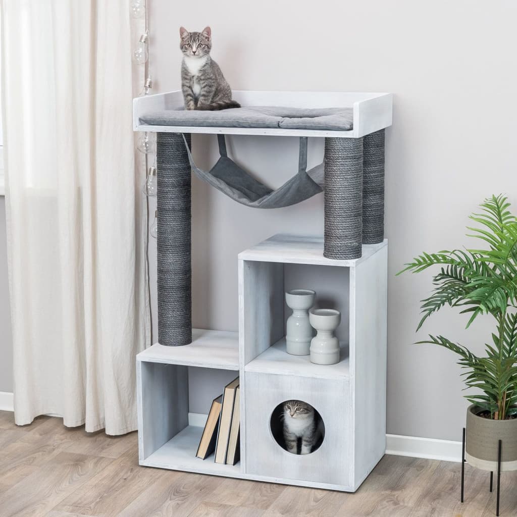 Scratching Post with Shelf Function 72x38x110 cm Grey