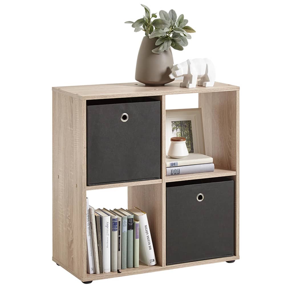 Standing shelf with 4 compartments oak brown