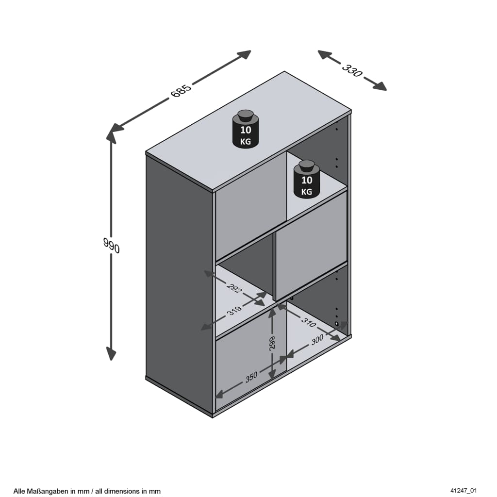 Standing shelf with 3 open compartments 68.5x33x99 cm anthracite