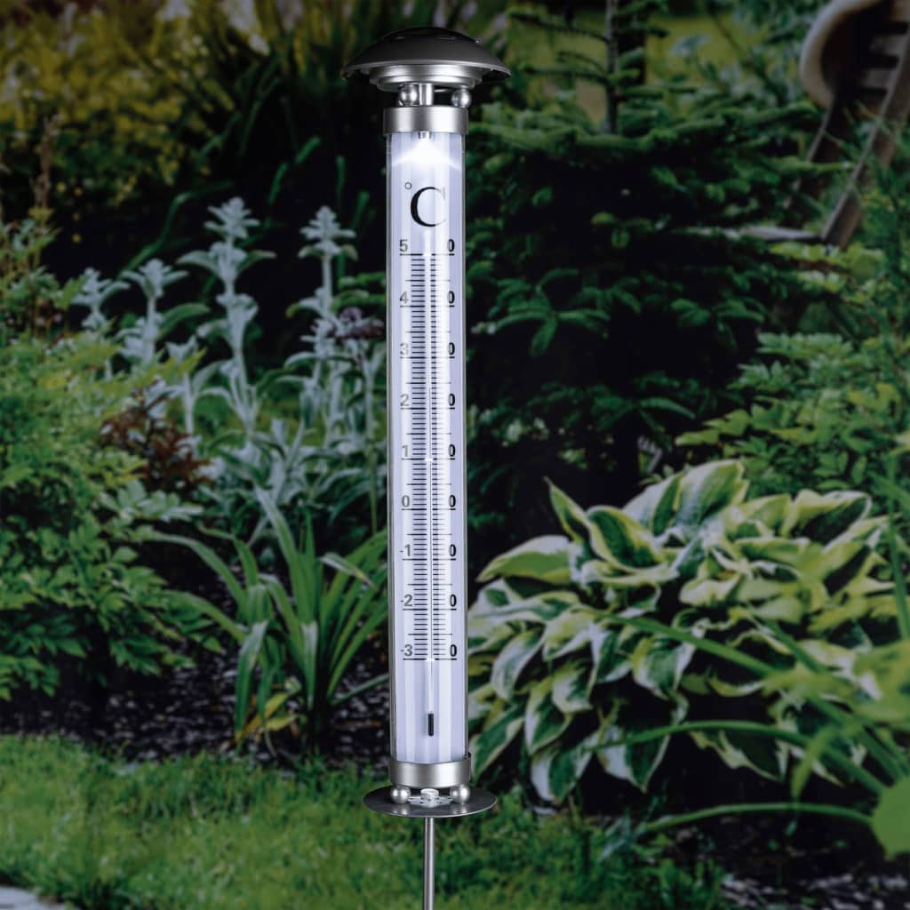 solar garden light with thermometer