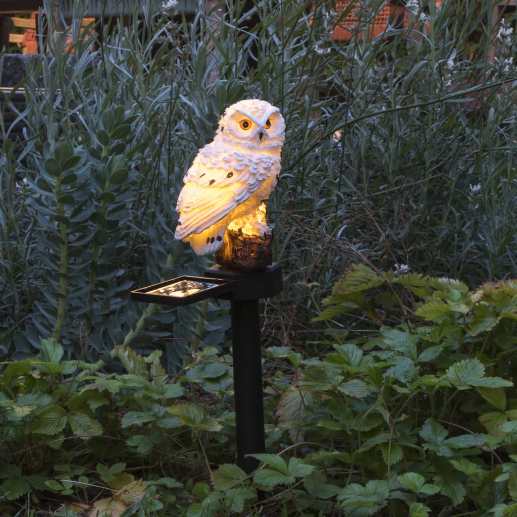 LED-Solar-Gartenleuchte Eule Weiß