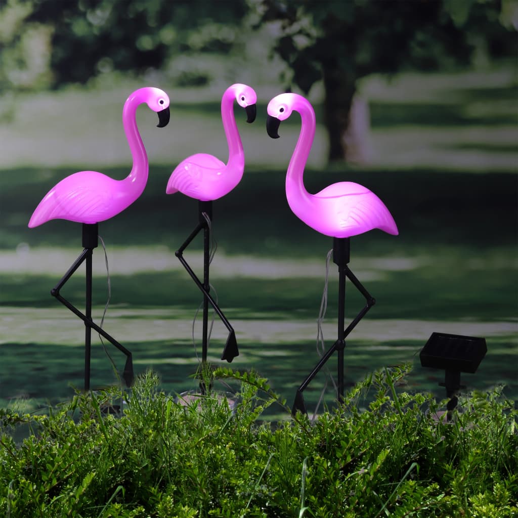 Solar LED garden lights Flamingo 3-piece