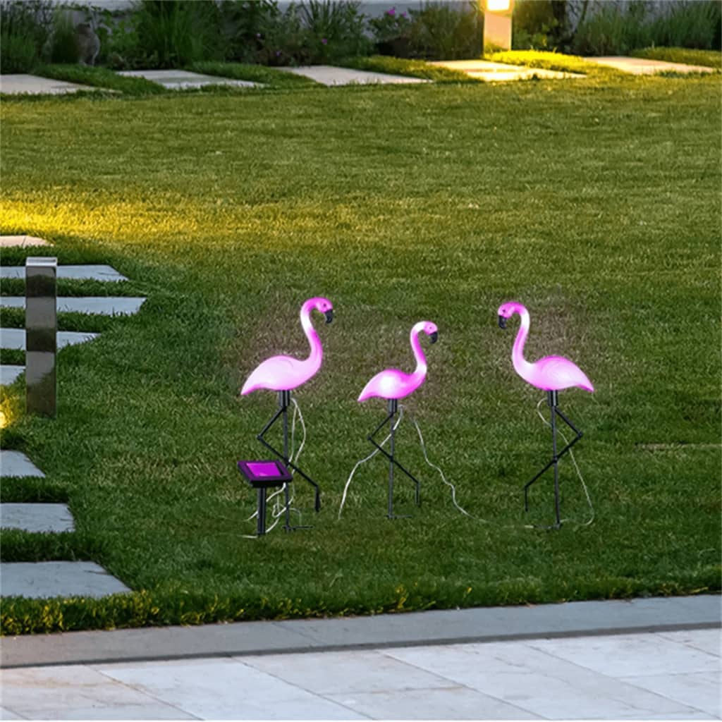 Solar LED garden lights Flamingo 3-piece