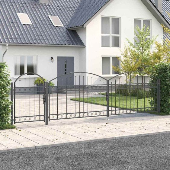 vidaXL Gartentor mit gewölbtem Oberteil 175 x 400 cm Stahl