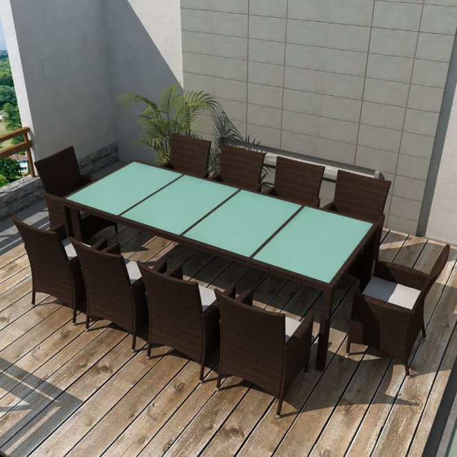 vidaXL 3-tlg. Garten-Essgruppe Poly Rattan Braun