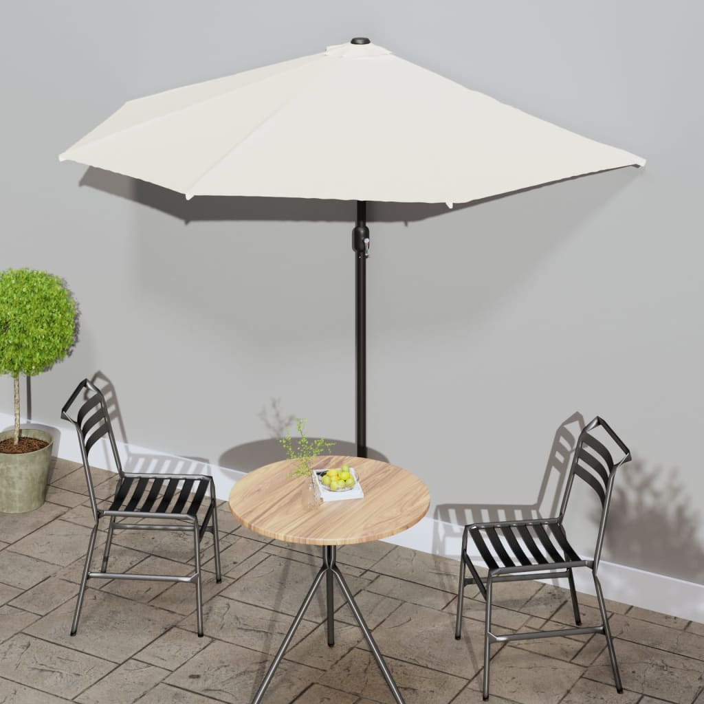 vidaXL Balkon-Sonnenschirm Alu-Mast Terrakotta 270x144x222cm Halbrund