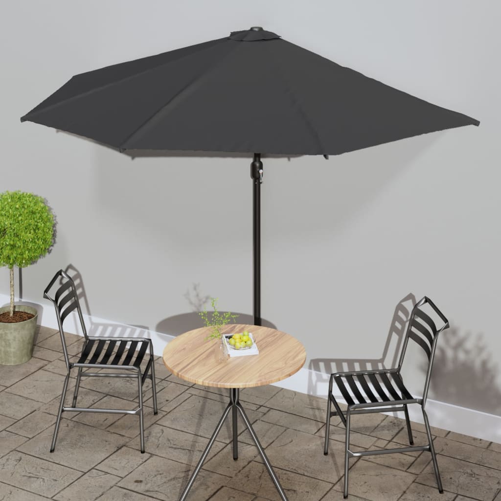 vidaXL Balkon-Sonnenschirm Alu-Mast Terrakotta 270x144x222cm Halbrund
