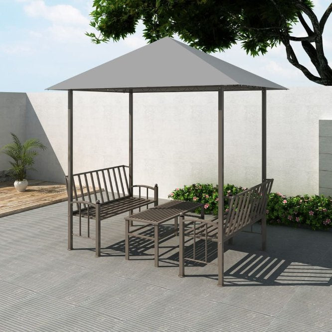 vidaXL Gartenpavillon mit Tisch und Bänken 2,5x1,5x2,4 m Taupe 180 g/m²
