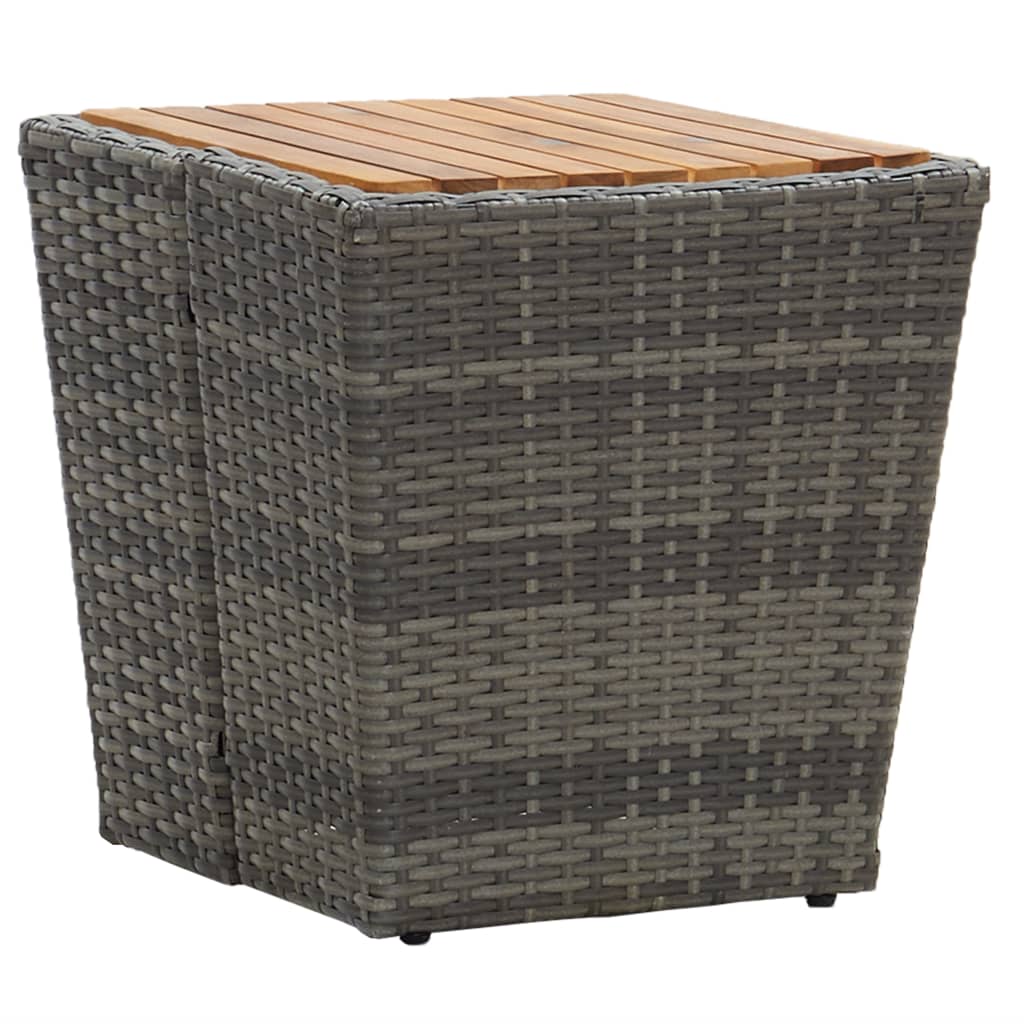 vidaXL Beistelltisch Beige 41,5x41,5x44 cm Poly Rattan und Hartglas