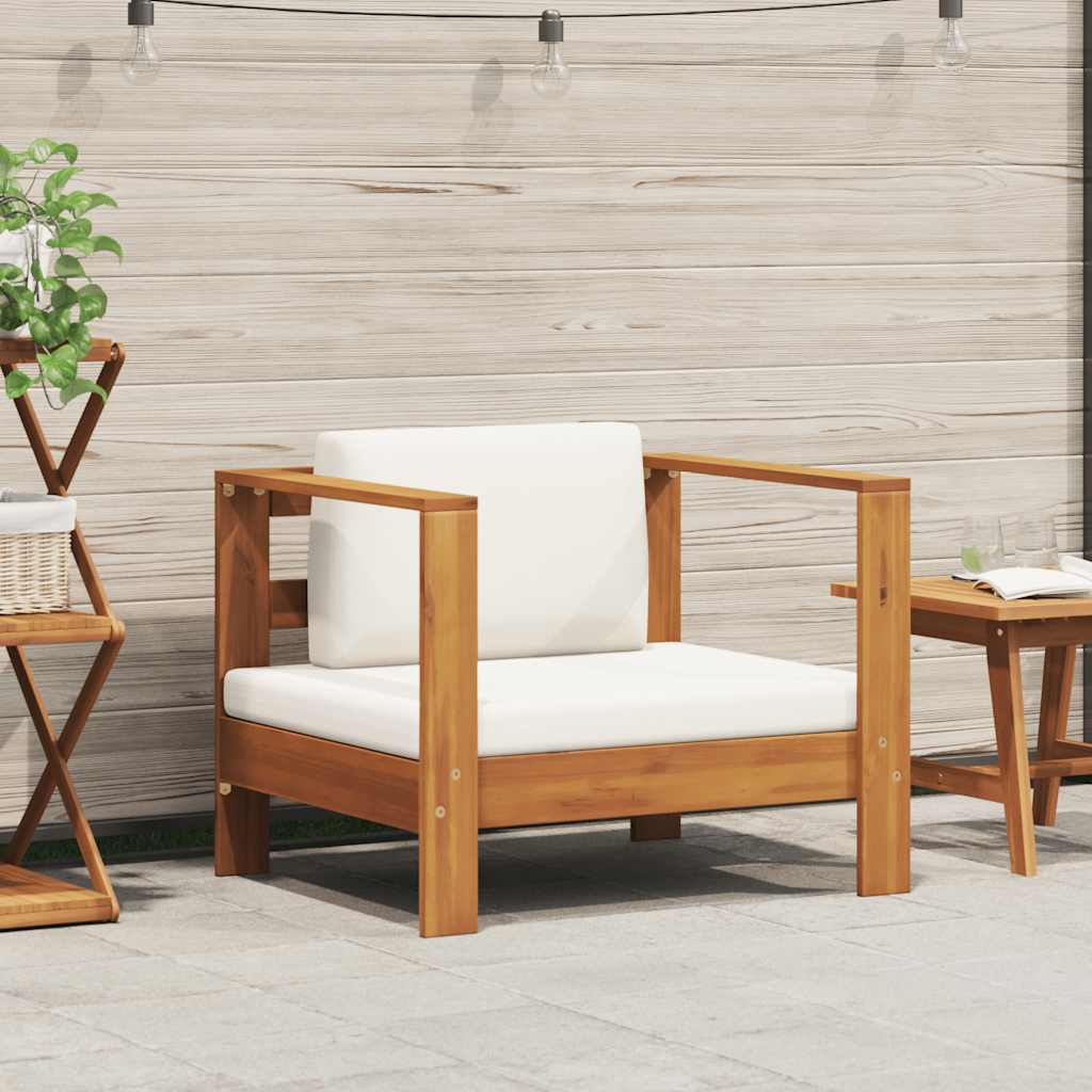 vidaXL 2-tlg. Garten-Lounge-Set mit Cremeweißen Kissen Akazienholz